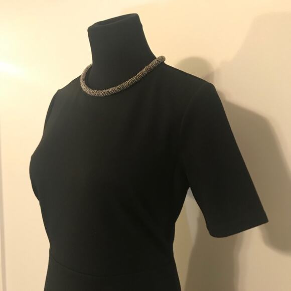 Topshop blk skater dress with beaded collar SZ 6 - Picture 2 of 11